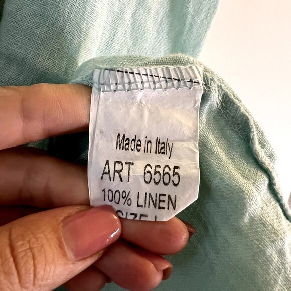 Valentina Naldi 100% linen mini dress in light green size L Large - Picture 5 of 8